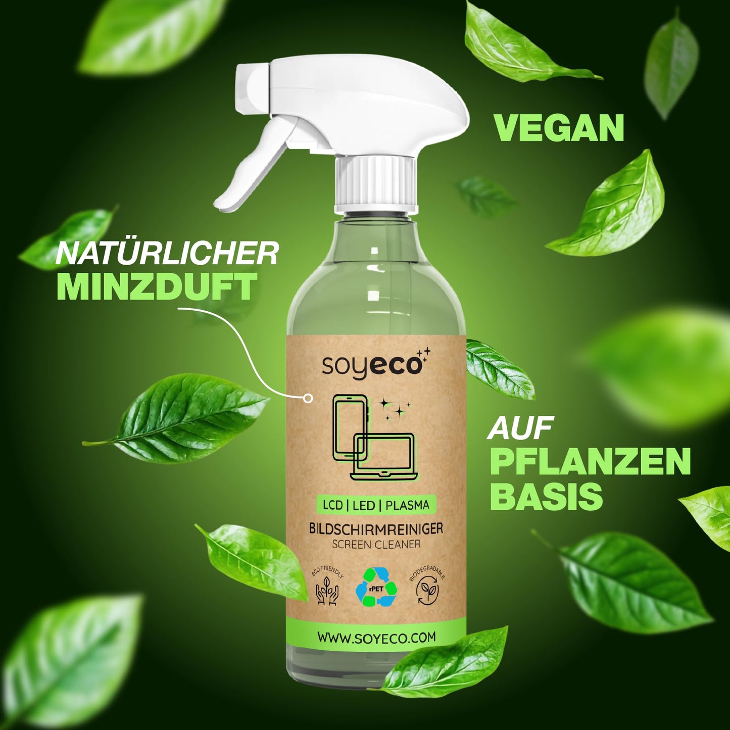 Bildschirmreinigungsspray (500ml) & 3x Mikrofasertuch: Reinigungsflüssigkeit für Smartphones, TVs, Monitore