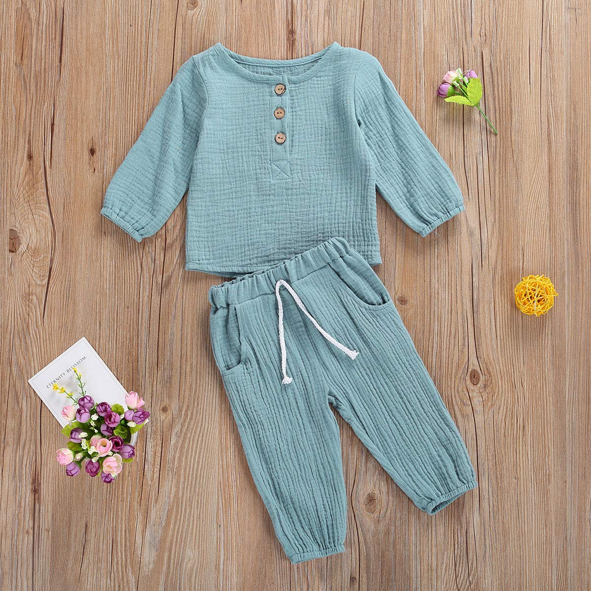 Zweiteiler Babykleidung-Set für Jungen & Mädchen: Weiches Outfit mit T-Shirt + Hose