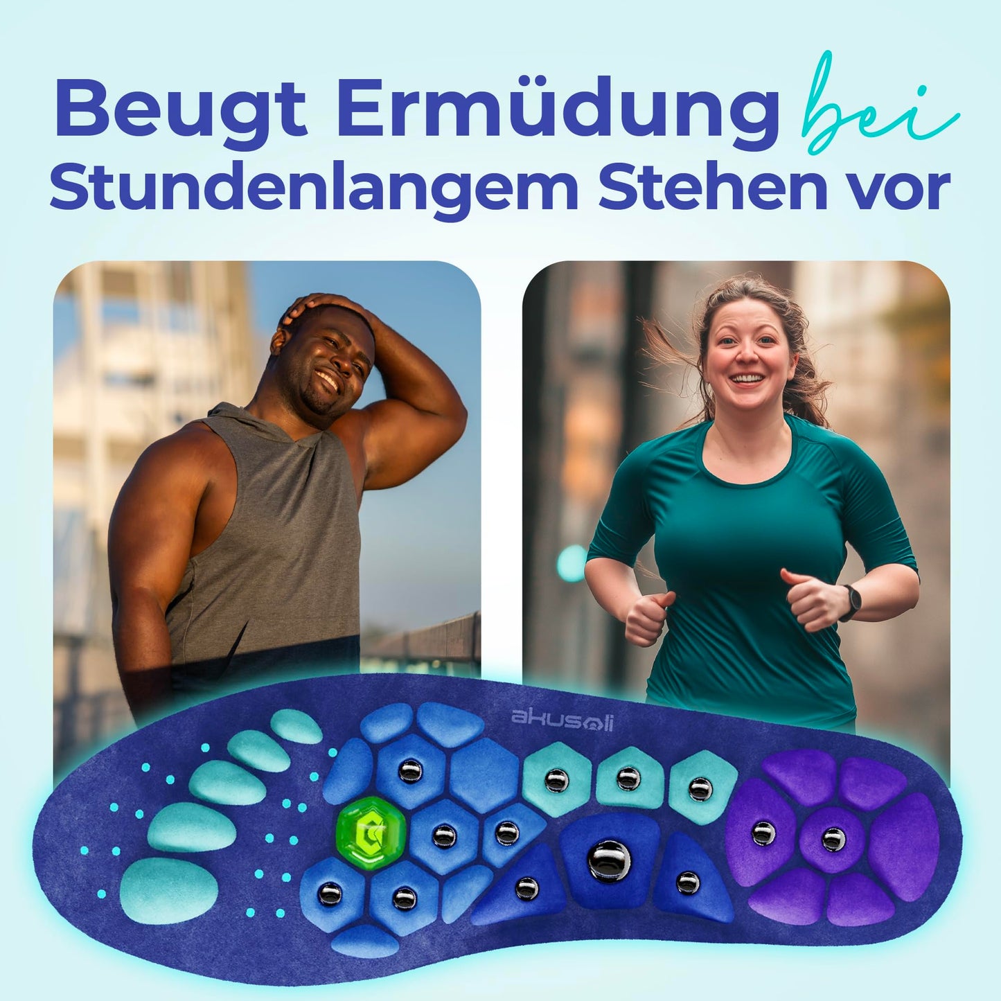 Akusoli magnetic insoles against heel spurs & flat feet: Can be cut to size