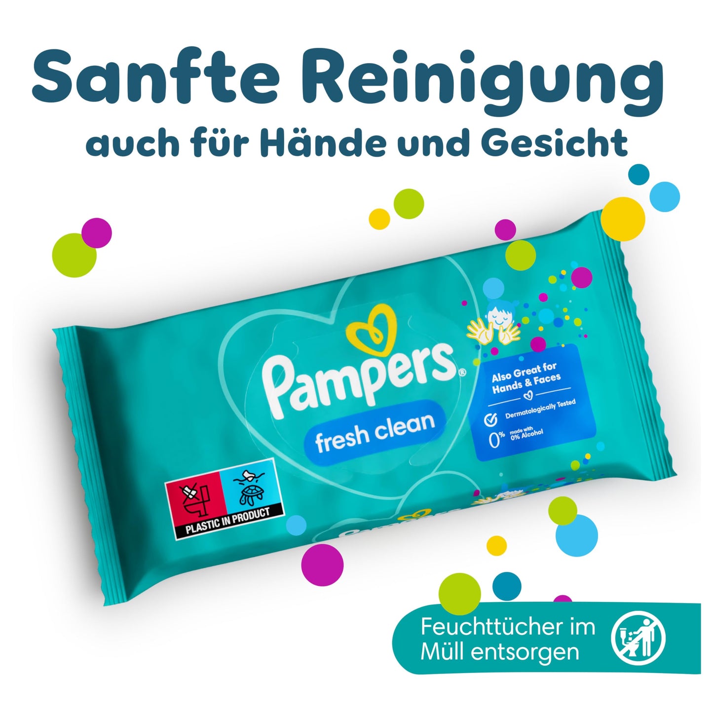 Pampers Fresh Clean Feuchttücher (15er Pack): Sanfte Reinigung für empfindliche Babyhaut, mit frischem Duft
