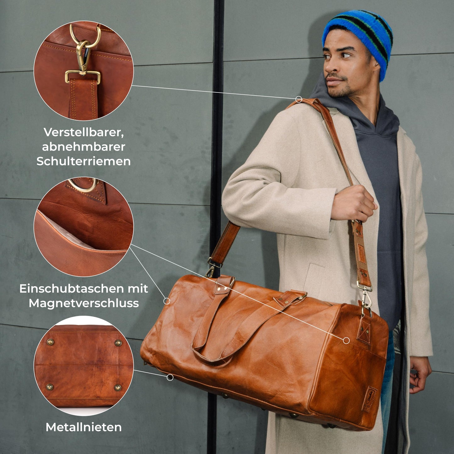 BERLINER BAGS 'Oslo Weekender' Reisetasche aus Leder (Braun): 45 Liter