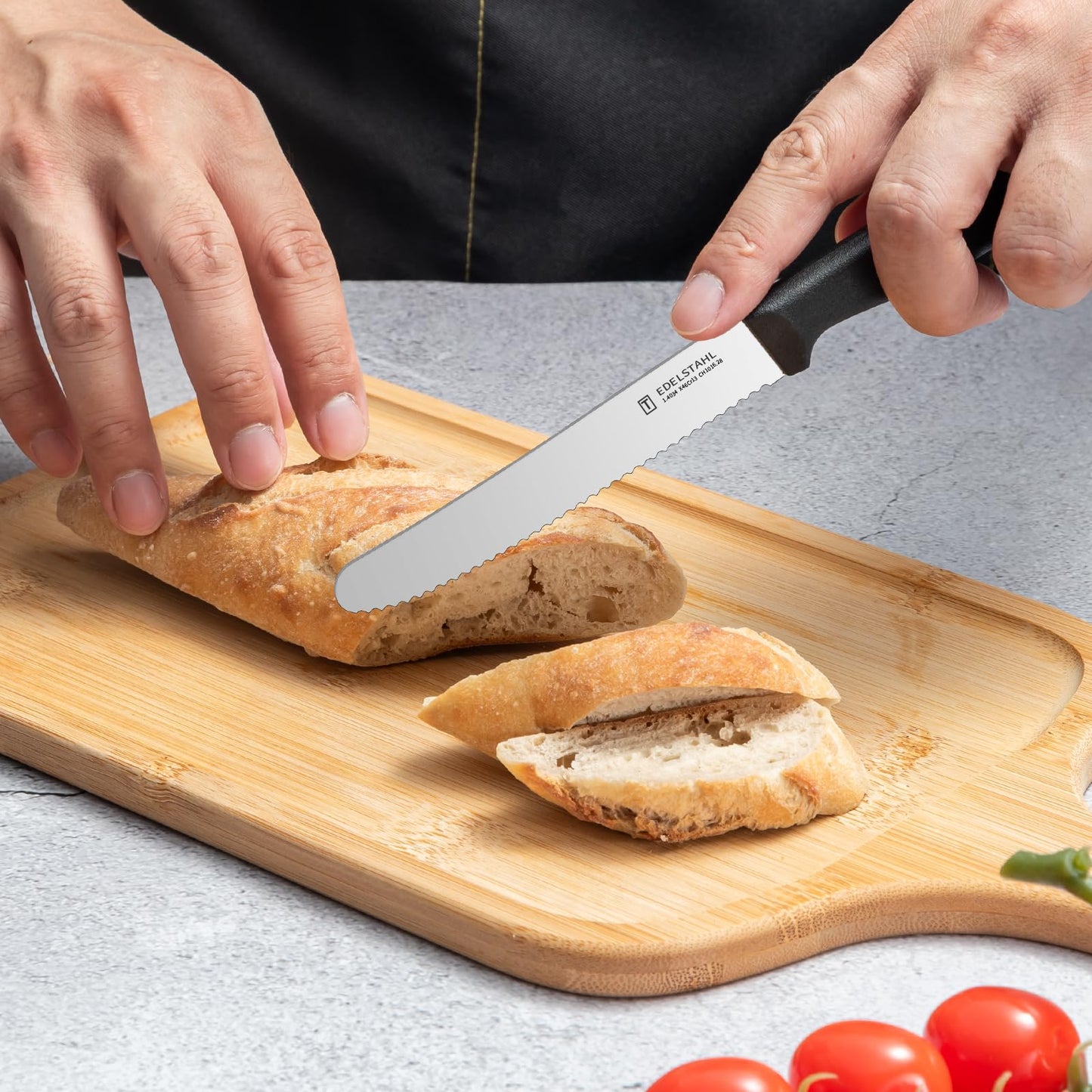 High-quality stainless steel serrated breakfast knives (6 pieces) with plastic handle: Dishwasher safe