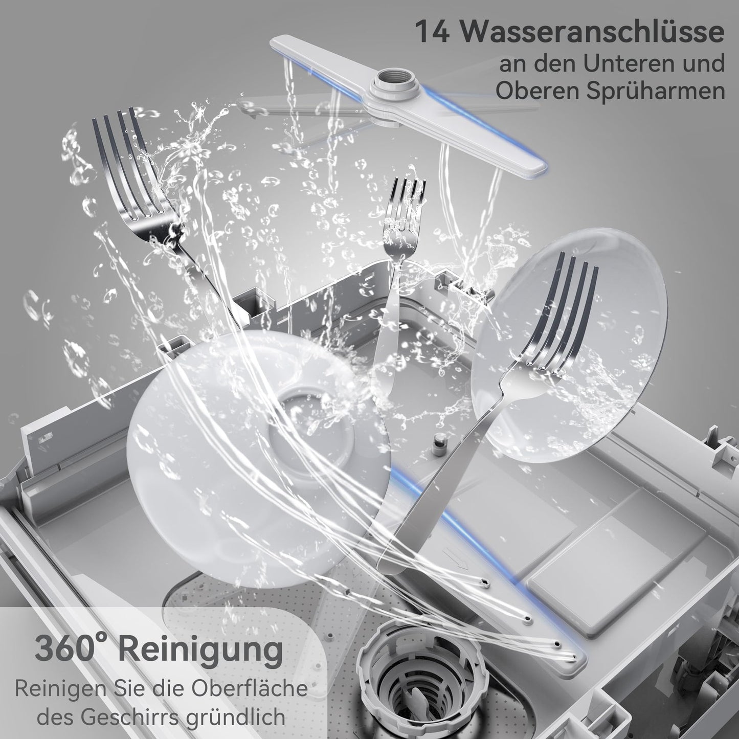 Hermitlux Mini-Geschirrspüler für 4 Bestecksätze, 5 Liter Wassertank, 6 Programme