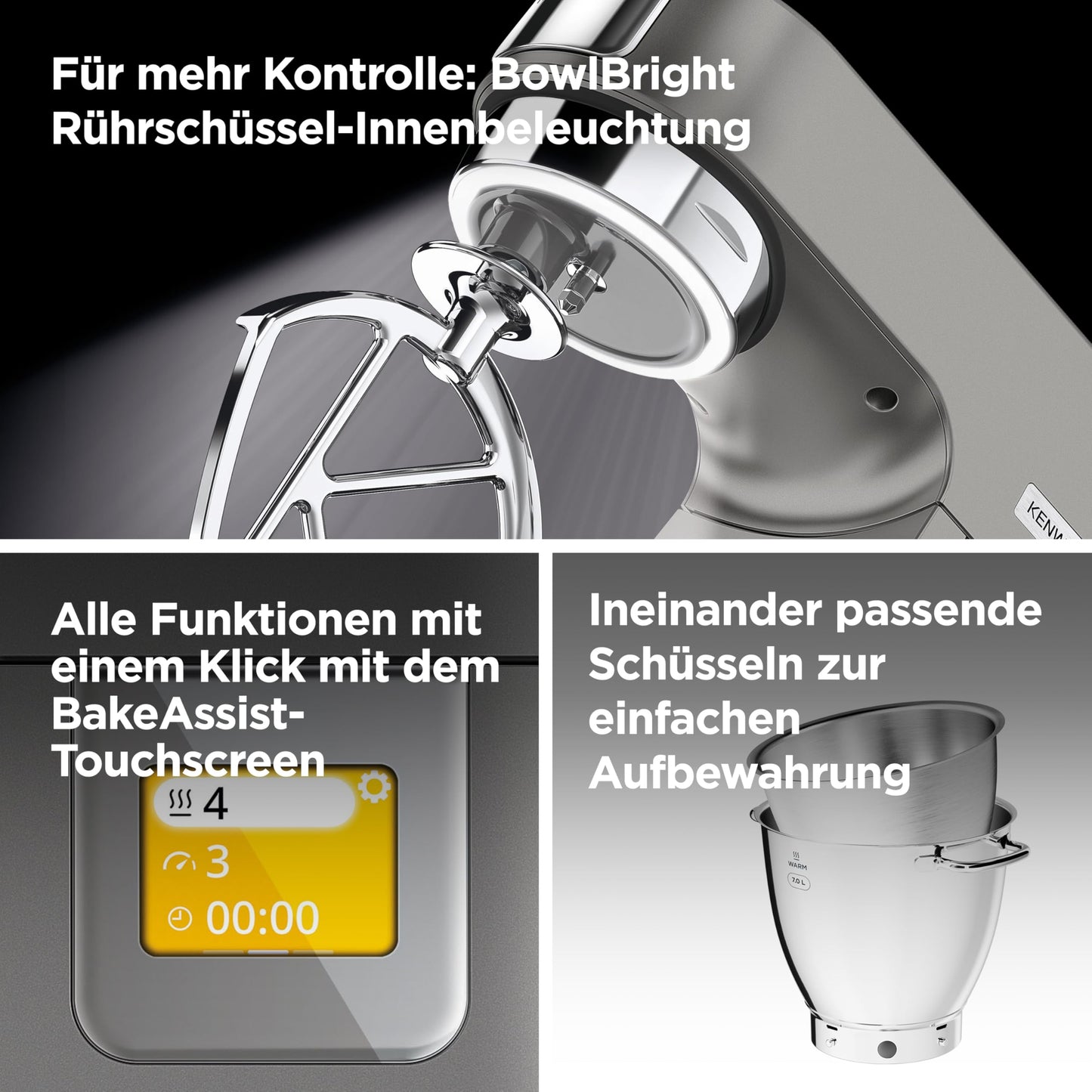 Kenwood Titanium Chef Patissier XL KWL90.034SI (1400 Watt) | Food processor with integrated scale & heating function,