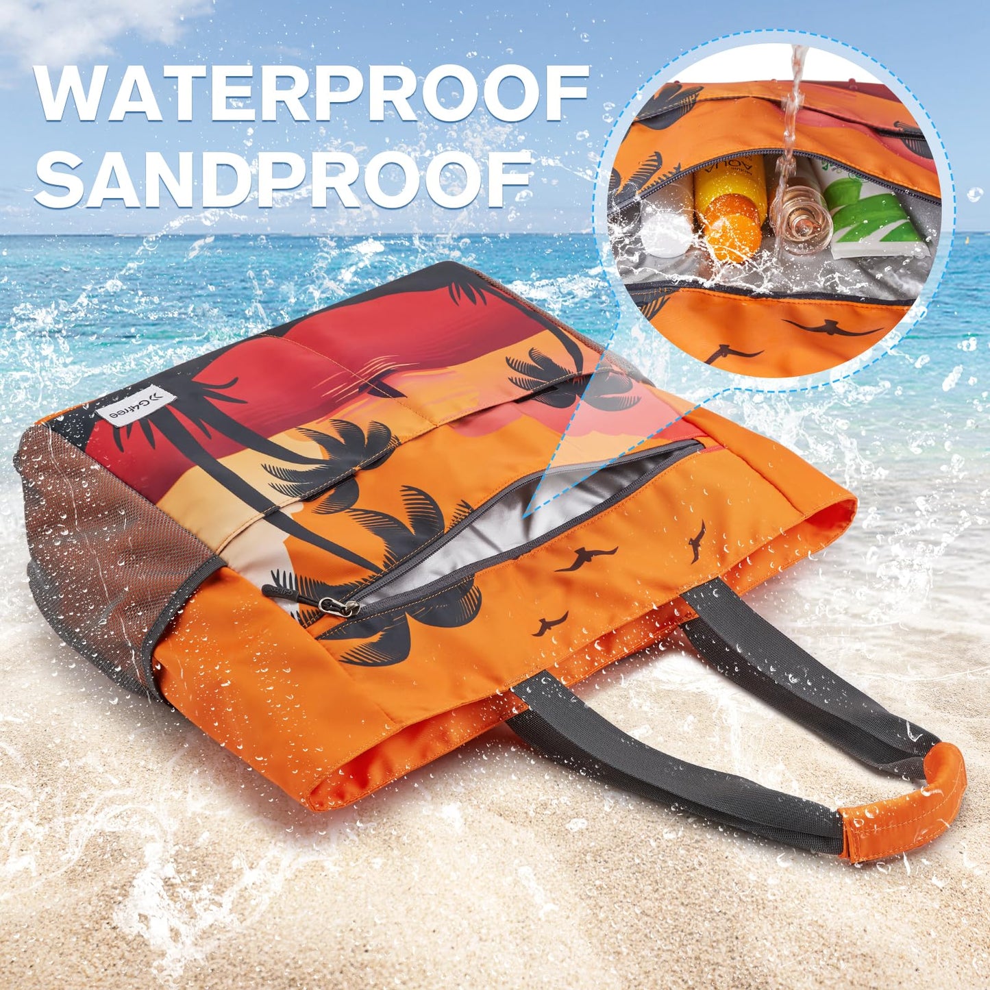 Wasserdichte Strandtasche XXL für Familie: Faltbar, Leicht auch für Shopping