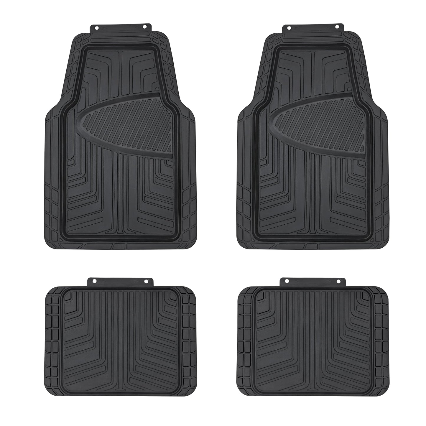 Amazon Basics Ganzjahres-Bodenmatten aus Gummi (4 Stück) für PKW, SUV und LKW (Schwarz)