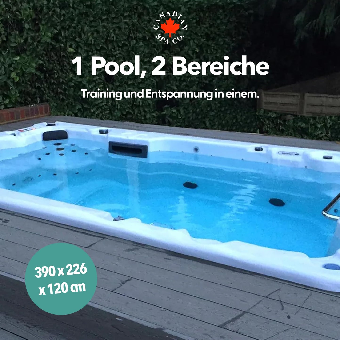 CANADIAN SPA CO. 2025 St. Lawrence Swim Spa (4m) Outdoor Whirlpool for 5 people: LED, music system