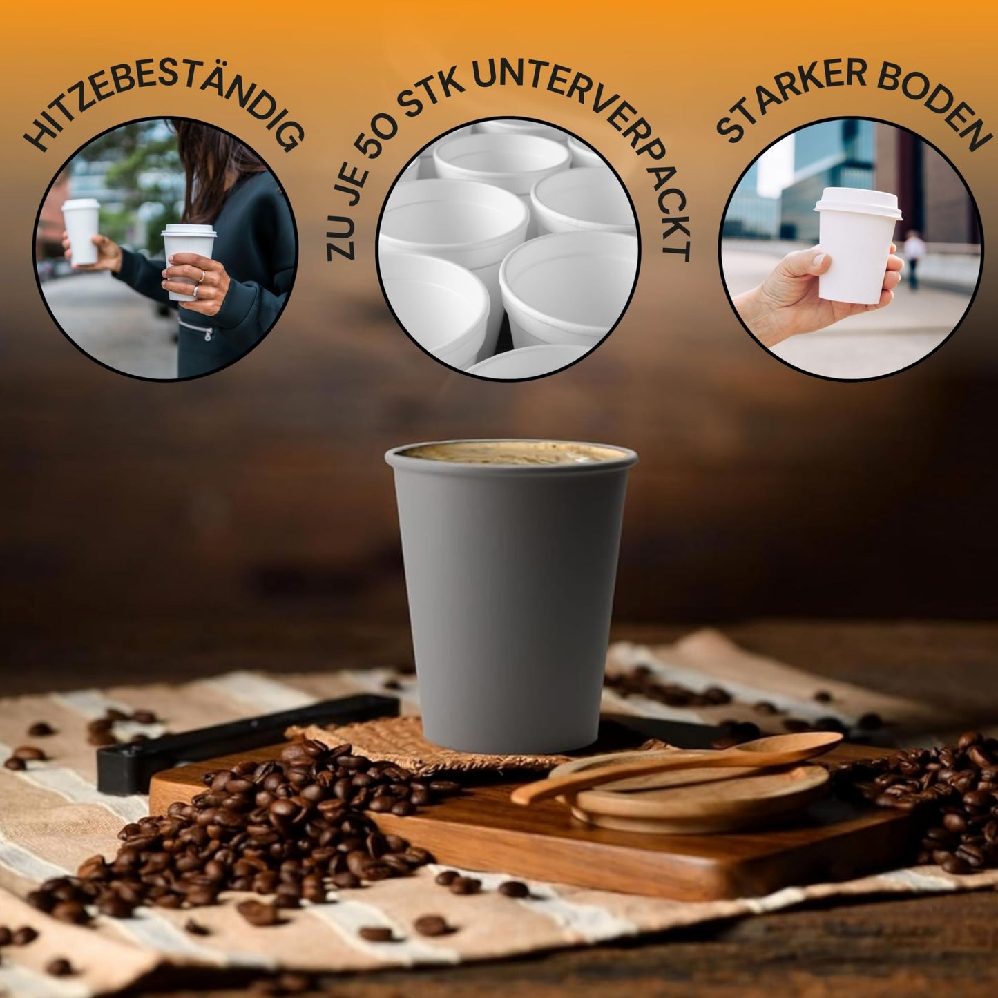 LogiPack GeRo 260ml Kaffeebecher (200 Stück): Hitzebeständiges Heißgetränkebecher