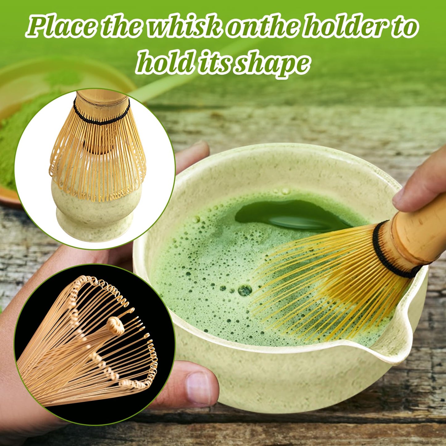 Matcha set, Japanisches Tee-Set, Matcha-Schale, Schaufel, Sieb, Matcha-Besenhalter, Matcha-Besenständer, Matcha-Tee-Set (Hellgrün)