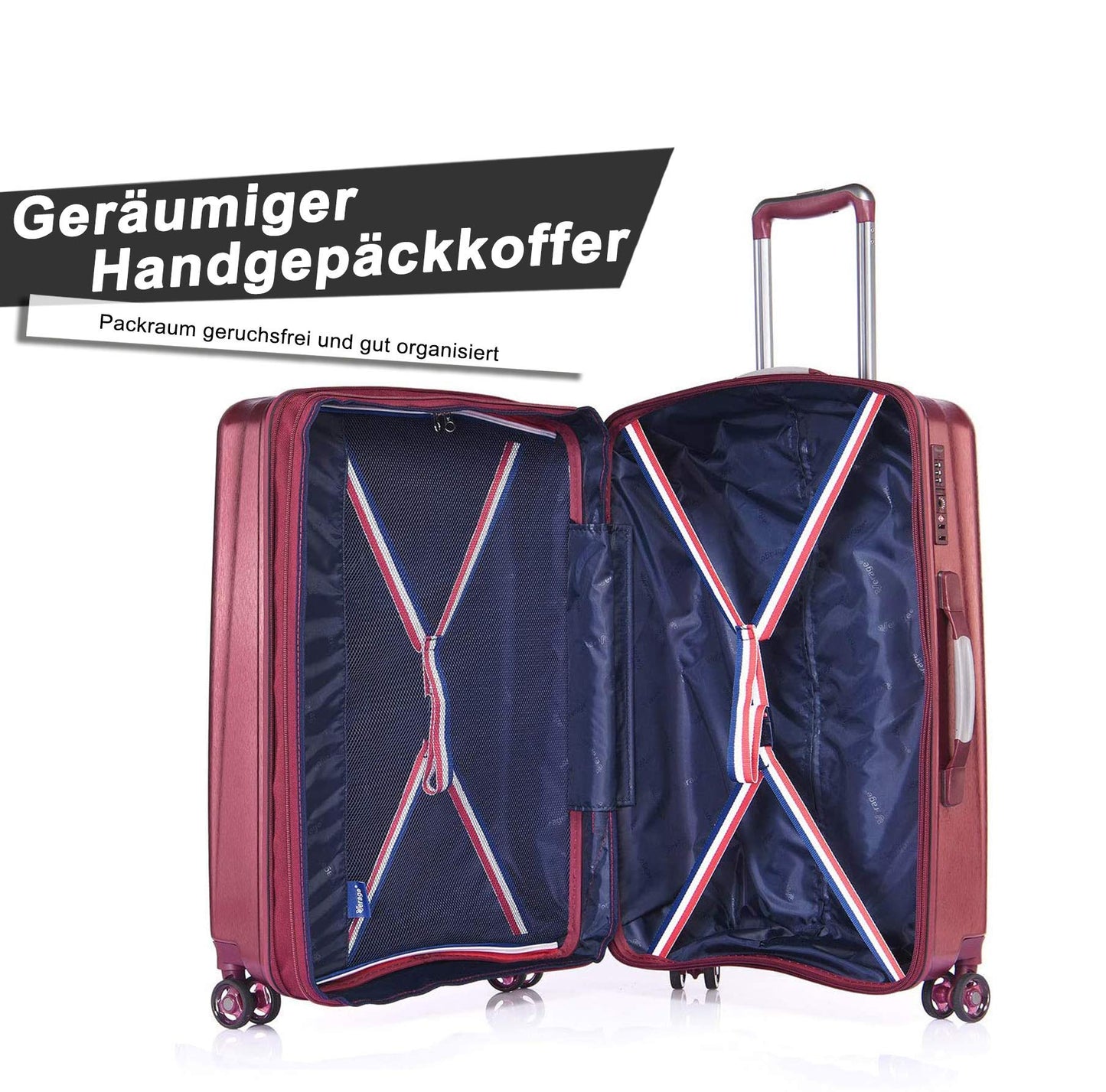ABISTAB VERAGE 'Kinetic' Hartschalen Reisekoffer-Set (3-teilig): TSA, Burgundy