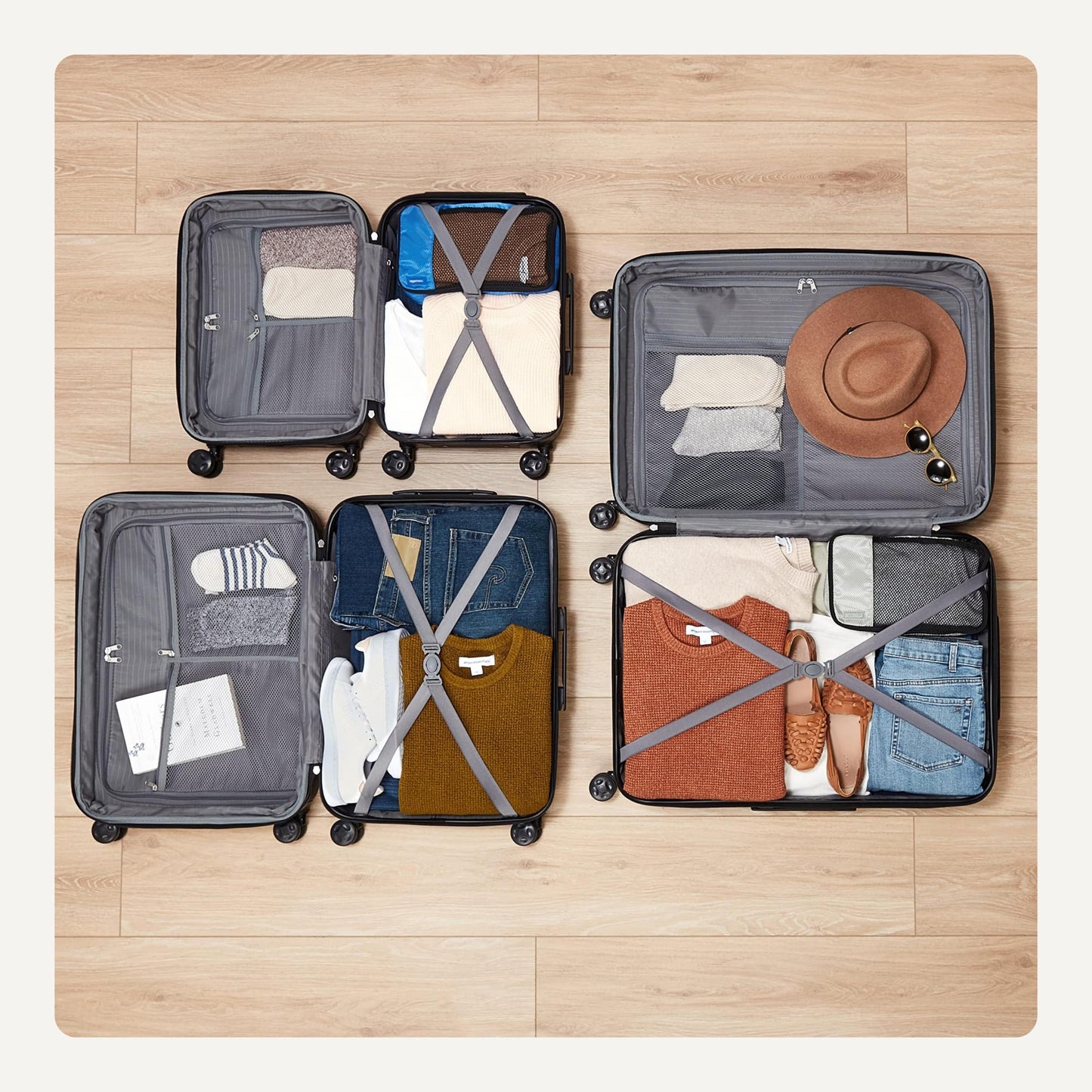 AMAZON BASICS Hartschalen Reisekoffer-Set (3-teilig): Orange