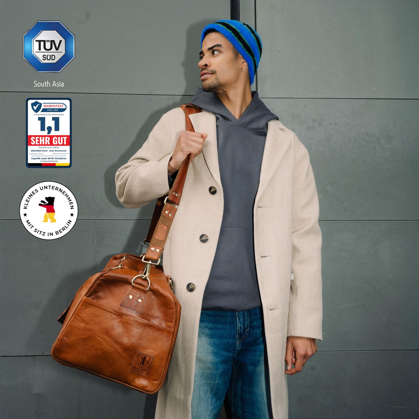BERLINER BAGS 'Oslo Weekender' Reisetasche aus Leder (Braun): 45 Liter