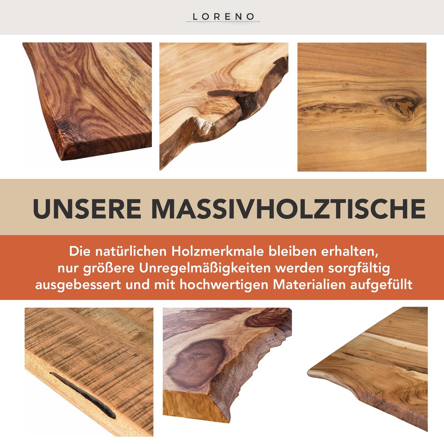 Loreno Handcrafted Mango Wood Dining Table | Solid Wood Table with Tree Edge