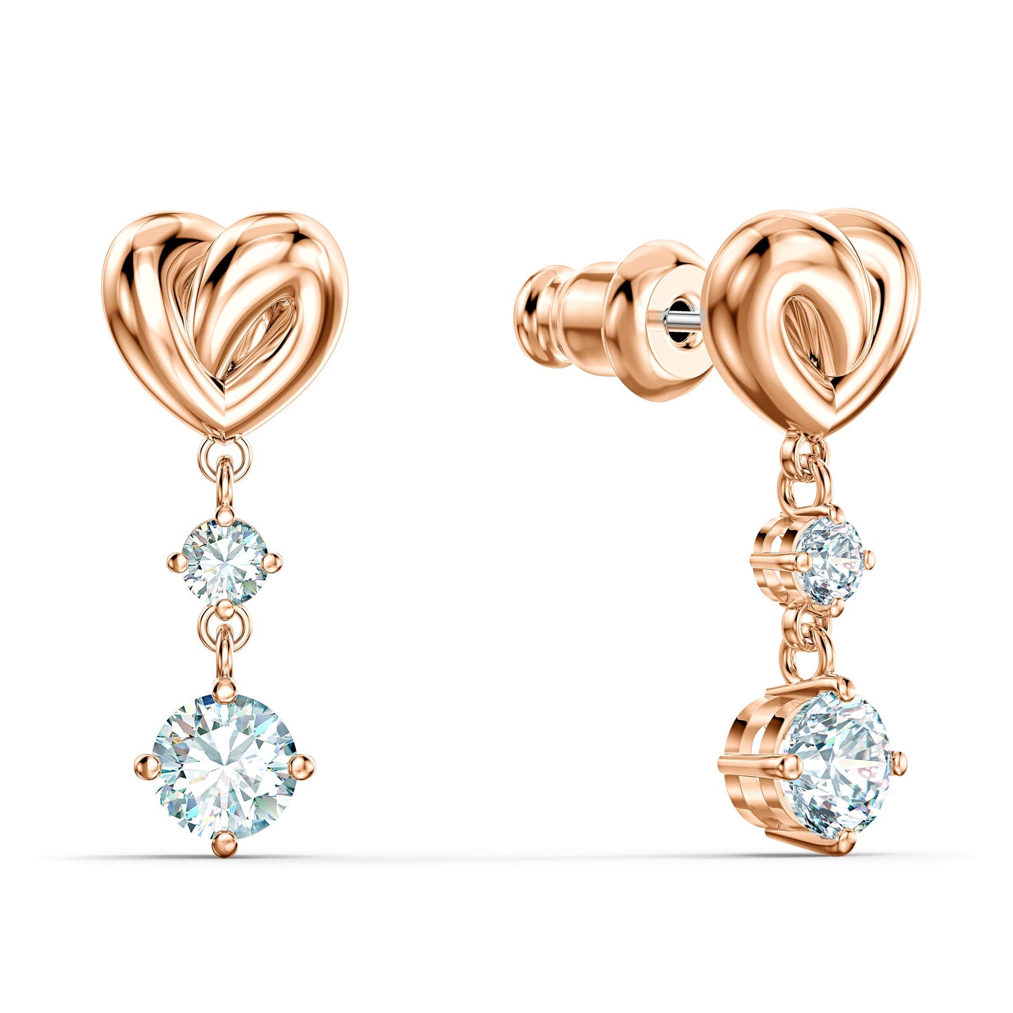 Swarovski 'Lifelong Heart' Drop Earrings: Sparkling with rose gold alloy layer