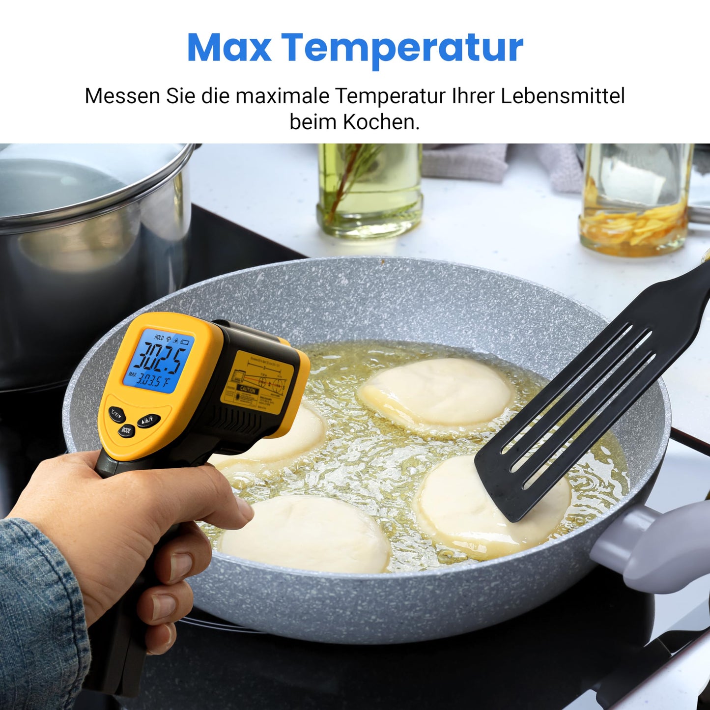 Industrie Digital Infrarot Thermometer -50 bis +610°C mit LCD Beleuchtung (Nicht für Menschen)