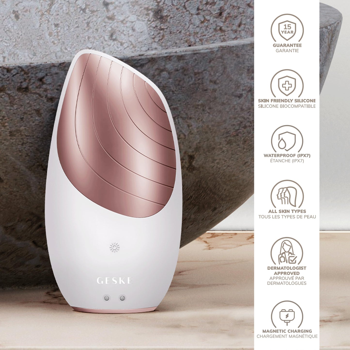 GESKE | SmartAppGuided™ Sonic Thermo Facial Brush | 6 in 1 + GESKE Hydrating Cleanser | Set mit passender Kosmetik-Zugabe | Beauty Bundle