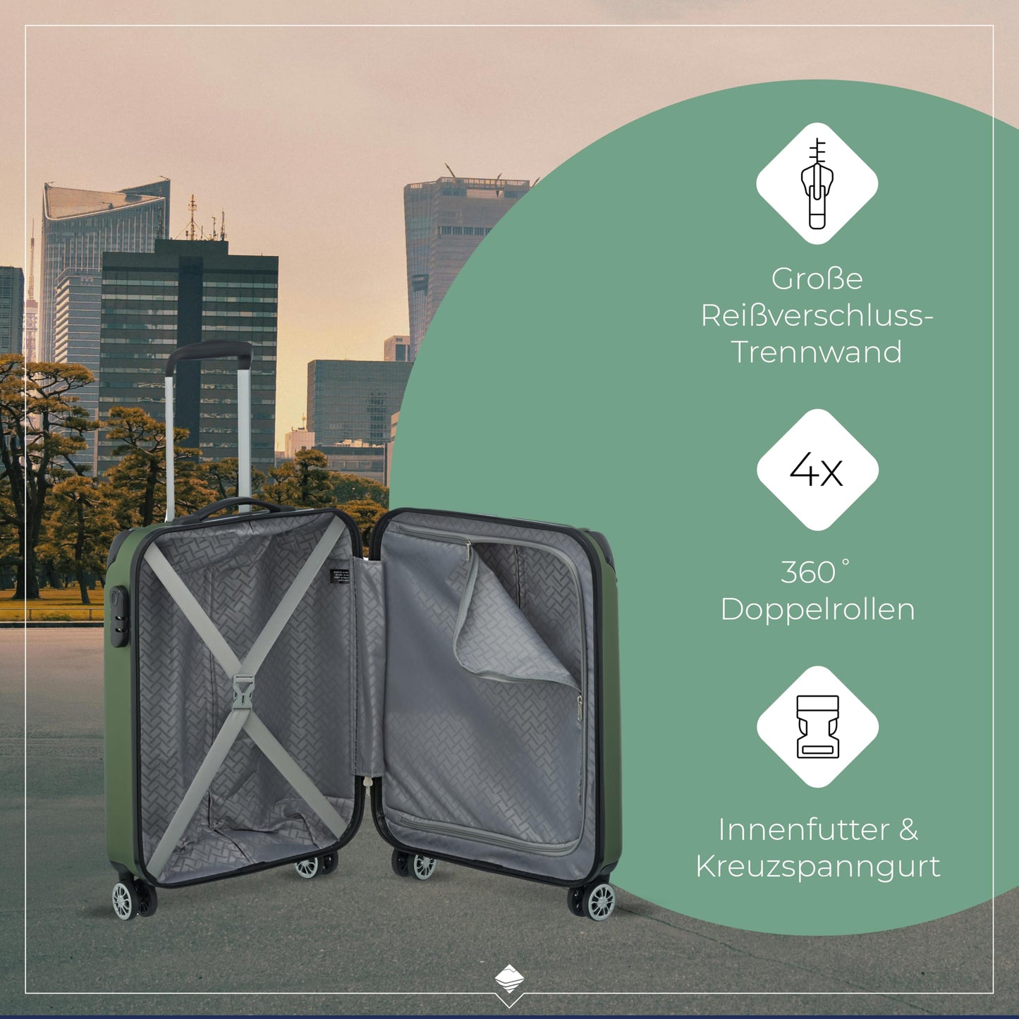 TRAVELITE hard-shell travel suitcase set with TSA lock + expansion pleat: scratch-resistant