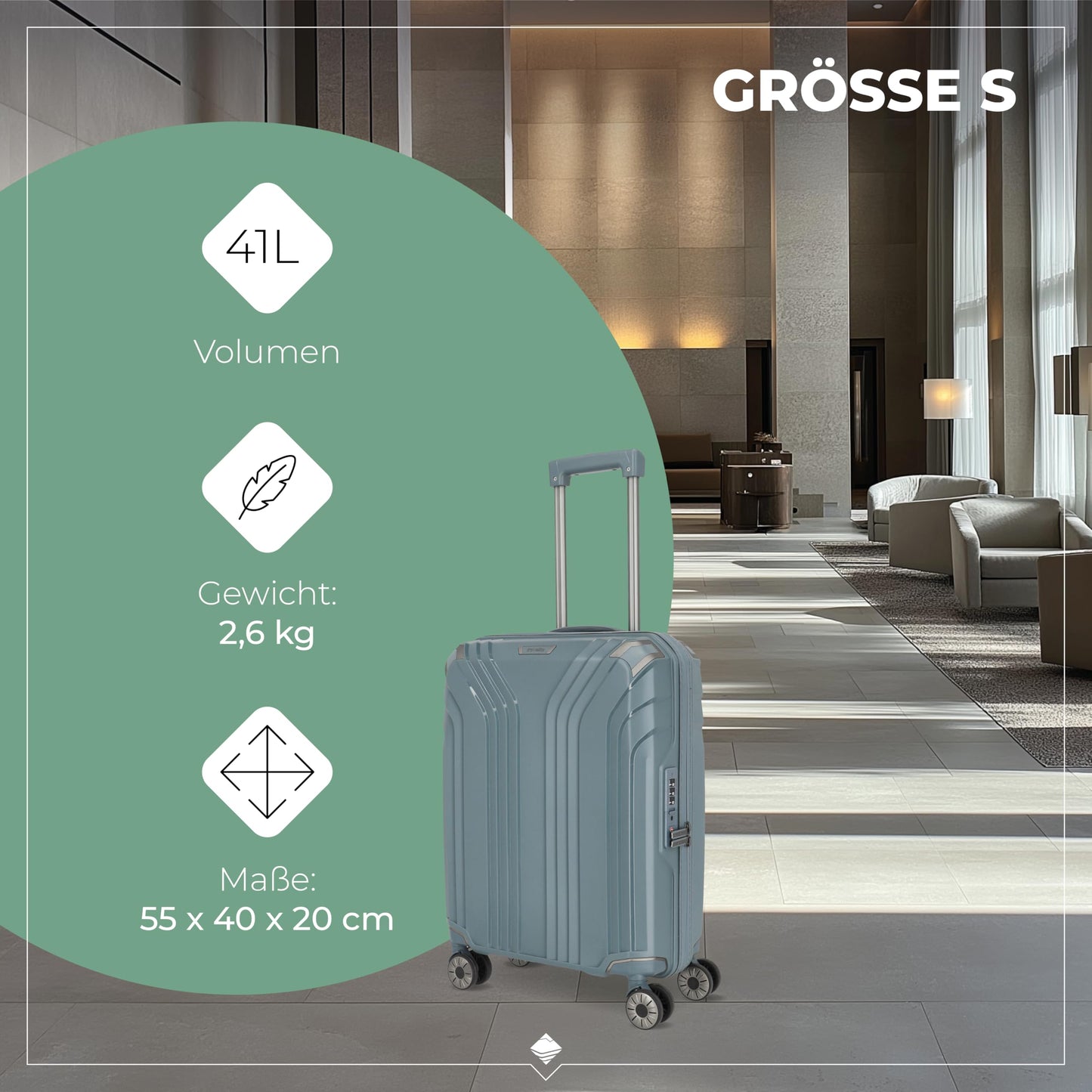 TRAVELITE 'Elvaa' Hartschalen Reisekoffer-Set (3-teilig) mit recyceltem Innenfutter, TSA-Schloss