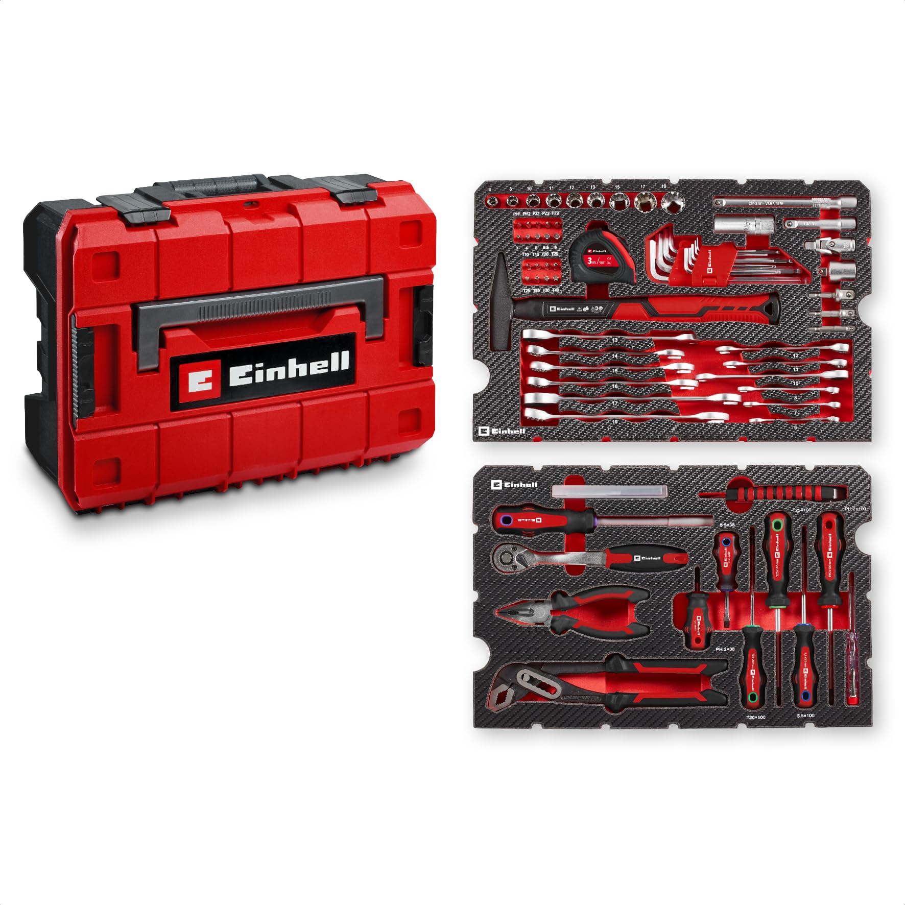 Original Einhell E-CASE 80-tlg. Werkzeugkoffer (Werkzeug-Set für die Werkstatt oder zu Hause))