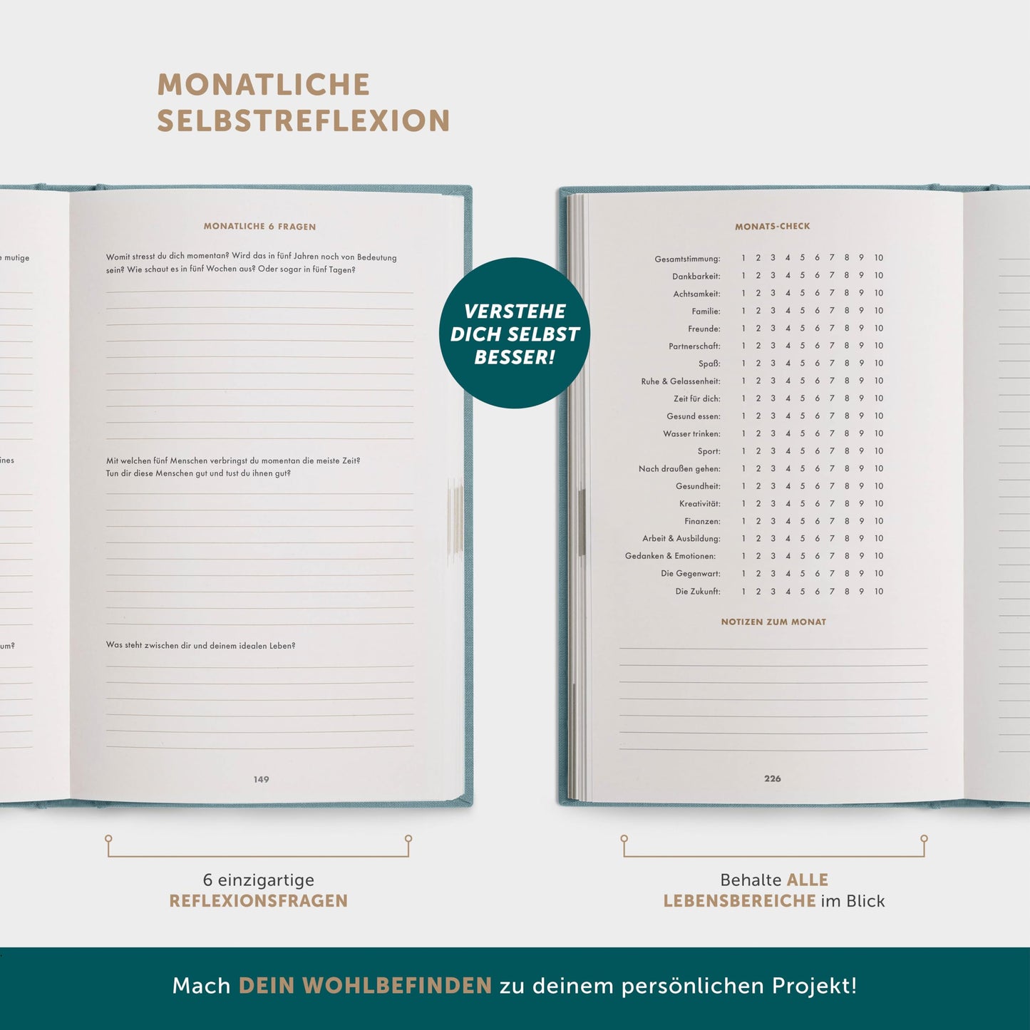 6-Minuten Tagebuch für Erwachsene 2025 (Das Original): Achtsamkeitstagebuch für mehr Resilienz & Selbstliebe