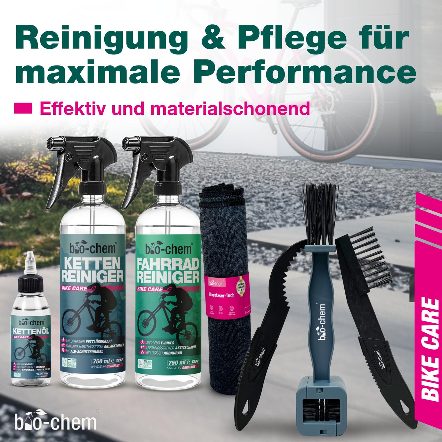 bio-chem All-in-One Fahrrad-Reinigungsset 'PROFI' (7-teilig): Effektiv, Materialschonend
