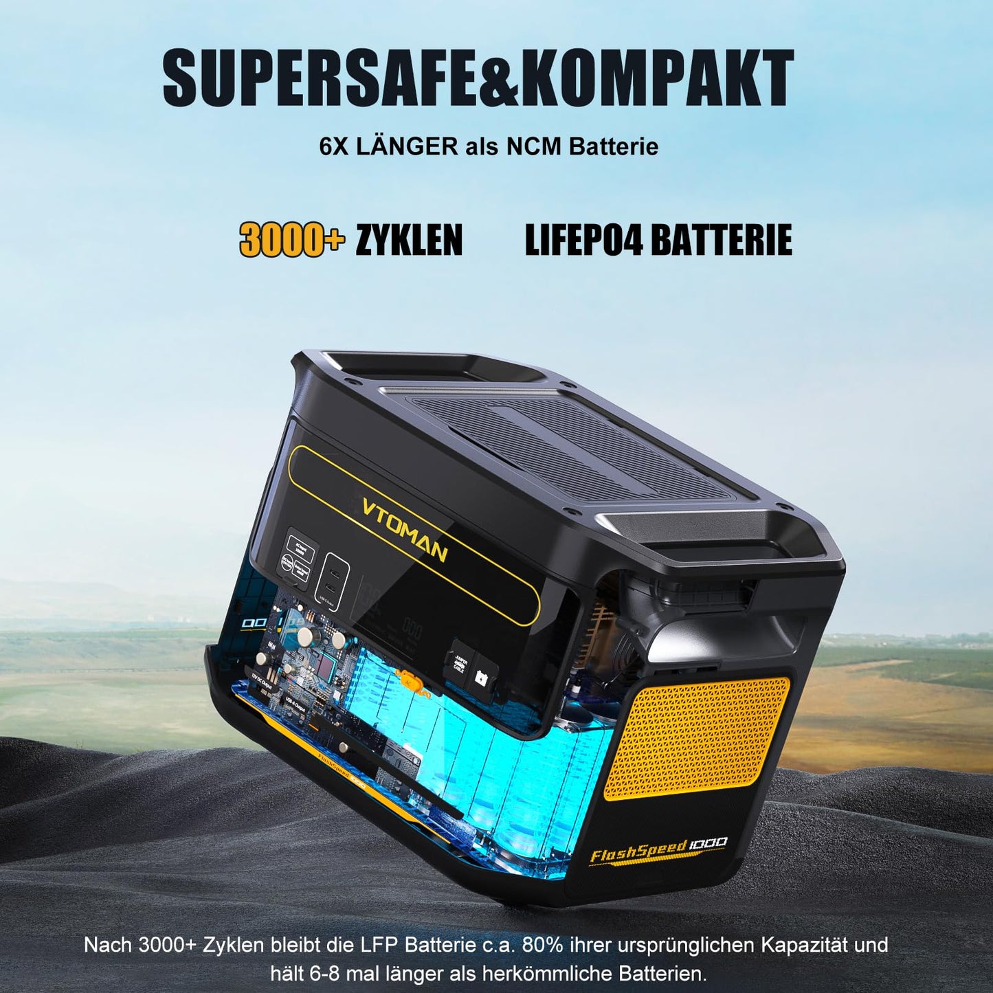 VTOMAN FlashSpeed 1000 Powerstation (2376Wh) Complete Set: 1h Fast Charging for Camping, Motorhome