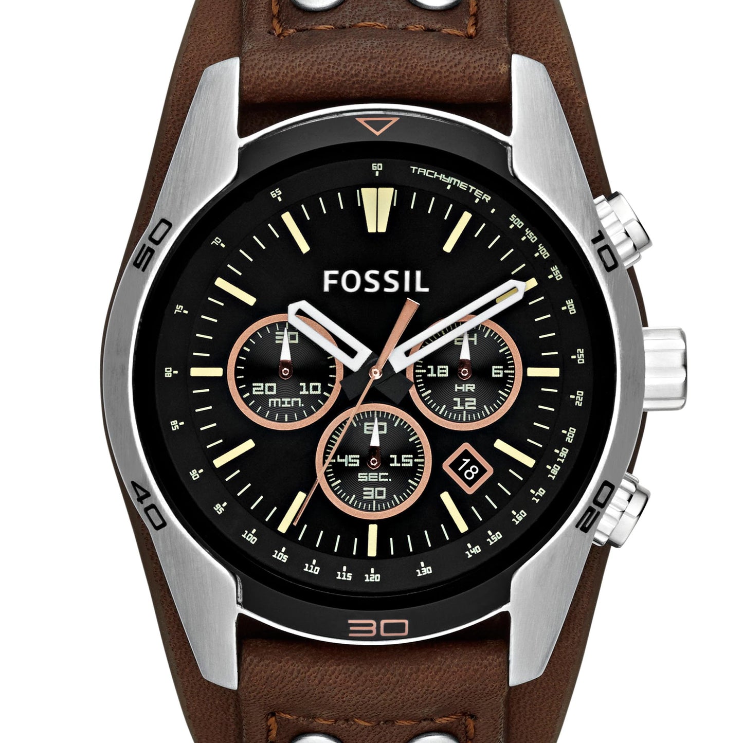FOSSIL Coachman Chronographenwerk Herrenuhr (44mm) mit Edelstahl- oder Lederarmband
