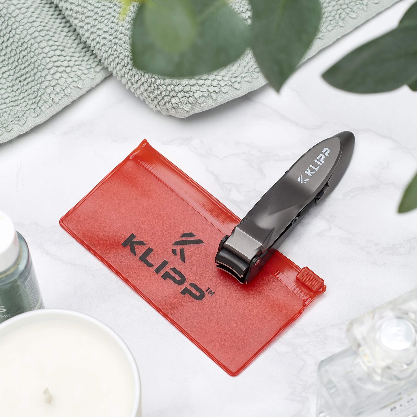 KLIPP Nagelknipser für Männer mit Auffangbehälter mit ergonomischem Hebel inkl. Ziplockbeutel