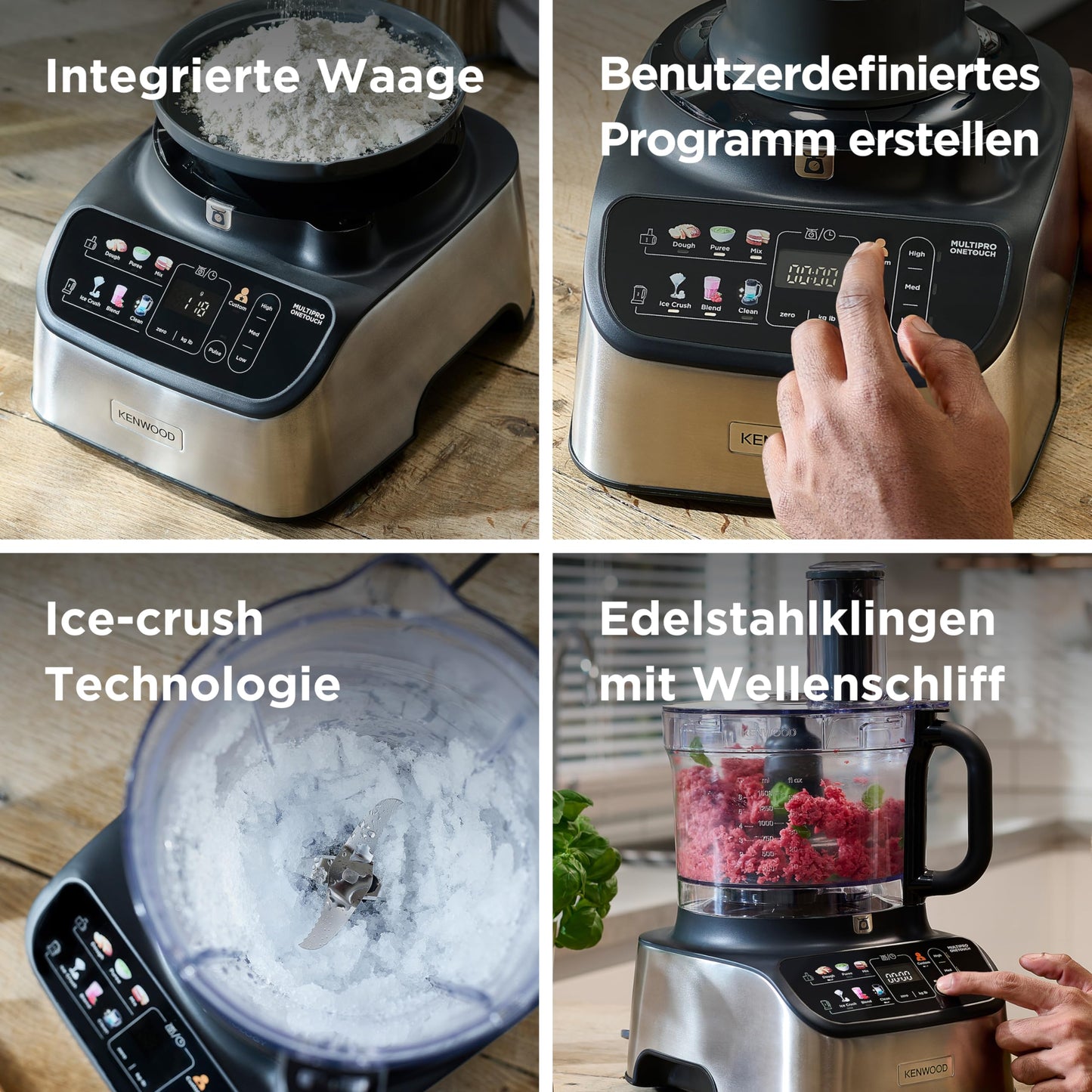 Kenwood 2-in-1 Kompakt MultiPro OneTouch (FDM73.480SS): Integrierte Waage, 1000W (Silber)