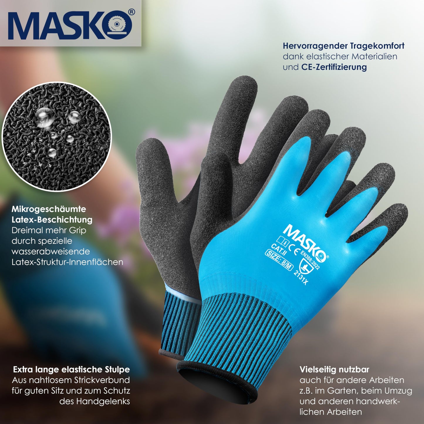 MASKO® Drehmomentschlüssel (6-teilig): 40-210Nm 1/2' CV inkl. 3 Stecknüsse + Montagehandschuhe Koffer