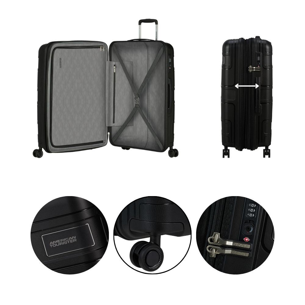 AMERICAN TOURISTER Skymax 3-piece suitcase set in black | TSA lock