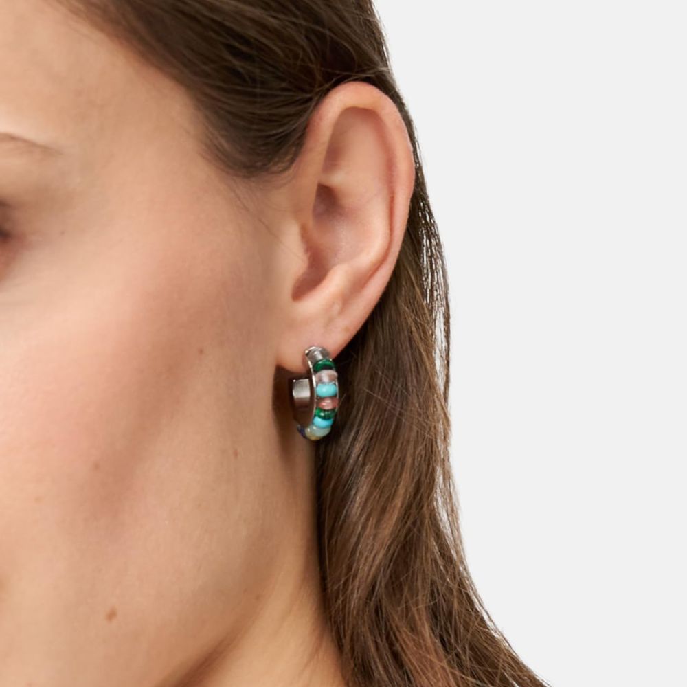 Tamaris Creolen mit runden Steinen aus Edelstahl IP Silber