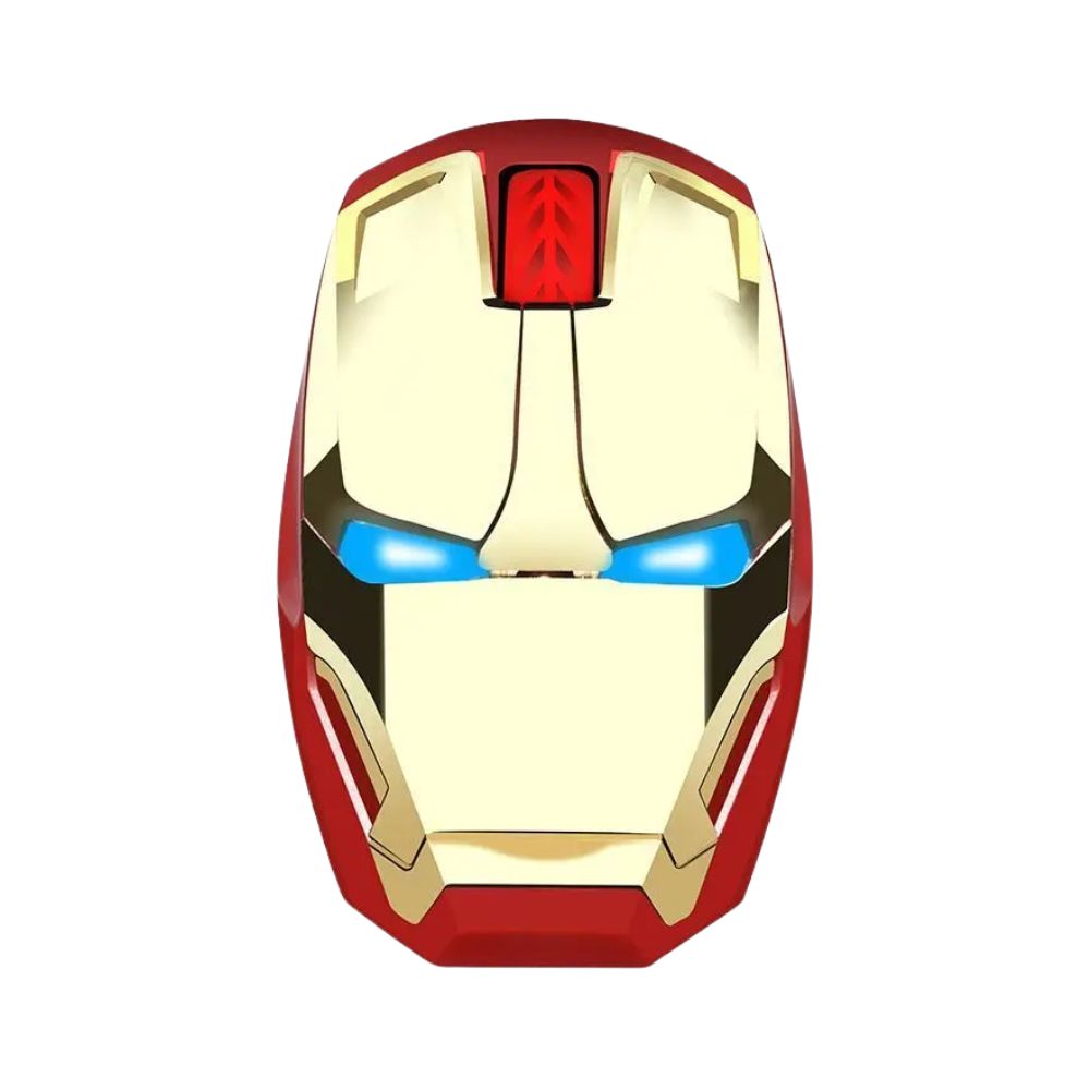 Iron Man Wireless-Maus: Ergonomisch, 2.4G USB Funk, LED-Licht, 1600DPI, leiser Klick, für PC, Laptop, MacBook
