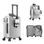 Multifunctional Hard-Shell Suitcase | Front Opening, TSA Lock, USB, Quiet Wheels, Cup Holder