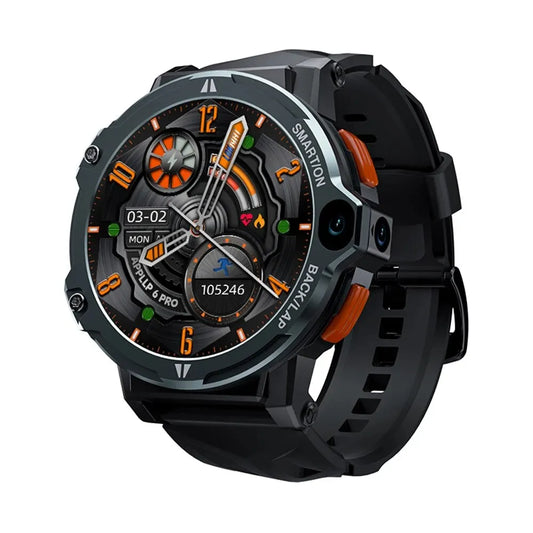 LOKMAT 'APPLLP 6 Pro' | Android Smartwatch mit Dual-Kamera, GPS: 3 GB RAM, 64 GB Speicher, 4G LTE (Schwarz)