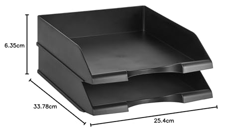 Amazon Basics (2er-Set) stapelbarer Schreibtisch- Briefablagen in Schwarz