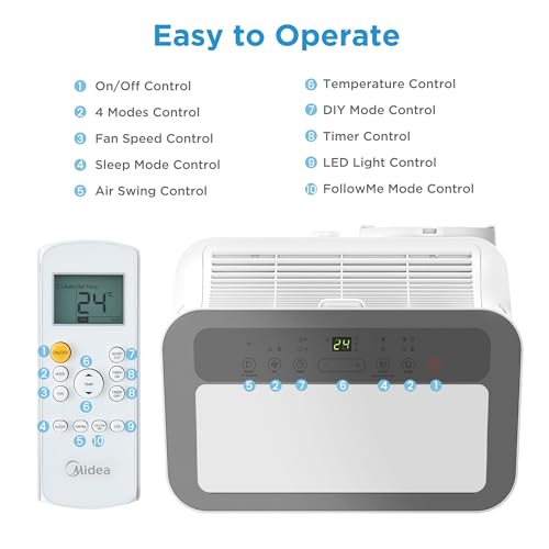 Midea 'Silent Cool 26 Pro WF' Portable Air Conditioner with Exhaust Hose: 9000BTU, 2.6kW | APP Control