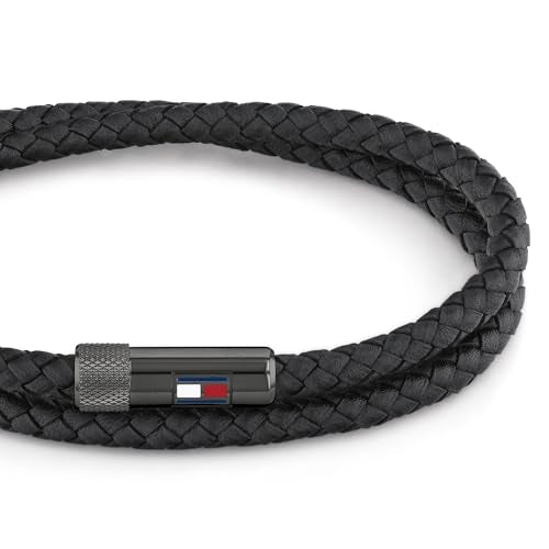 Tommy Hilfiger double-wrapped leather bracelet with stainless steel details