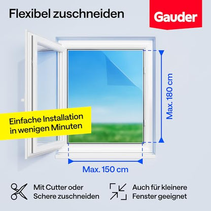 GAUDER Fliegengitter 150x180cm (Schwarz) | Insektenschutz ohne Bohren