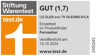 LG 'OLED evo' Fernseher (65 Zoll - 165cm): α9 Gen7 4K AI-Prozessor | OLED65C47LA