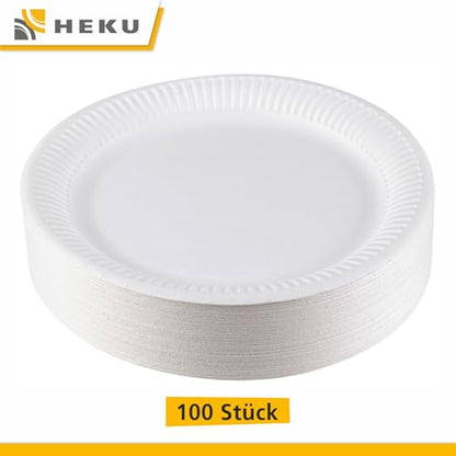 HEKU paper plates (Ø 23cm, 100 pieces): 100% compostable | Environmentally friendly disposable plates