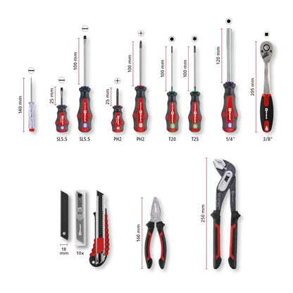 Original Einhell E-CASE 80-tlg. Werkzeugkoffer (Werkzeug-Set für die Werkstatt oder zu Hause))