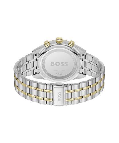 BOSS Chronograph Quarz Uhr für Herren (1514247) aus Kollektion 'SKYTRAVELLER' mit zweifarbiges Edelstahlarmband