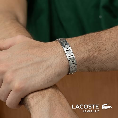 Lacoste 'METROPOLE' stainless steel bracelet for men decorated with petit piqué pattern