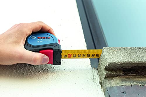 Bosch Professional Maßband (5m) | Aluminiumgehäuse, Magnethaken, Einhandbedienung