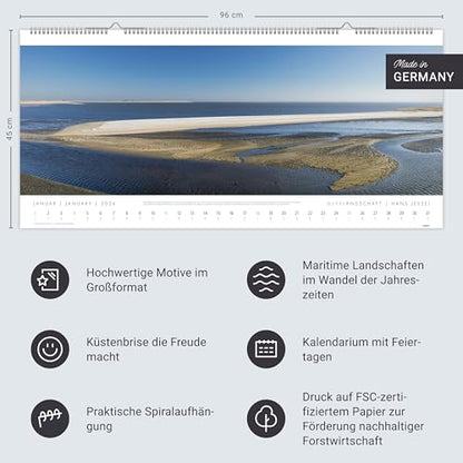 Seascape 'SYLT' Calendar 2026 - Hans Jessel: Large XXL Panorama Wall Calendar