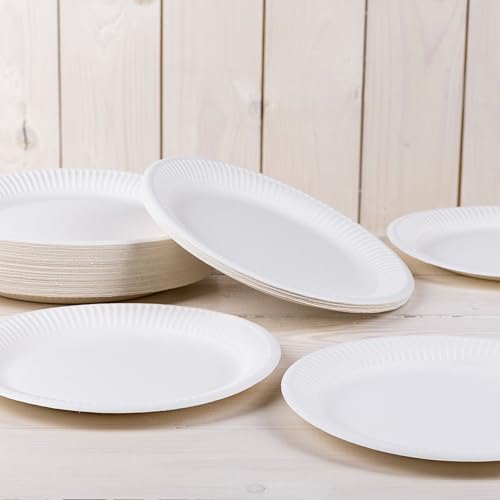 HEKU paper plates (Ø 23cm, 100 pieces): 100% compostable | Environmentally friendly disposable plates