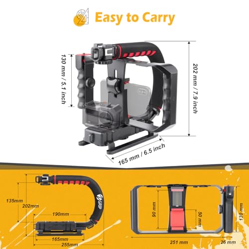Triple handheld stabilizer for action cameras, DSLRs and smartphones