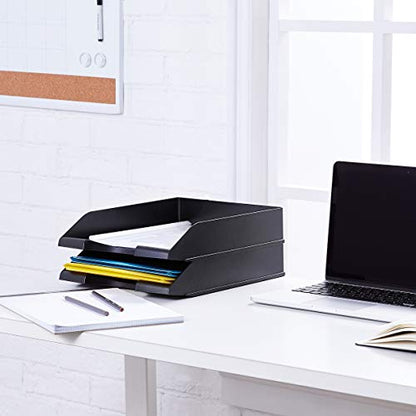 Amazon Basics (2er-Set) stapelbarer Schreibtisch- Briefablagen in Schwarz