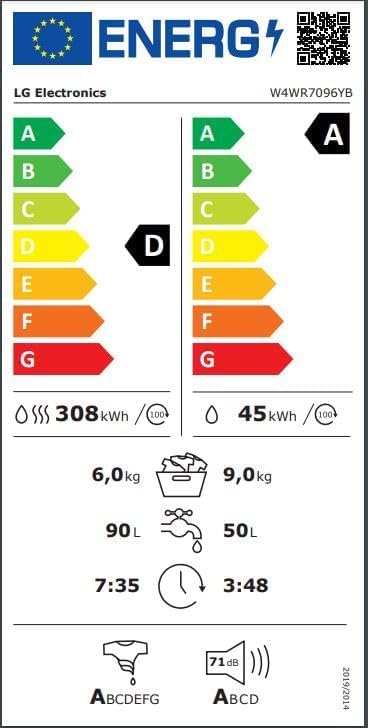 LG Frontlader-Waschtrockner mit Wi-Fi(W4WR7096YB): TurboWash 360, AI Direct Drive | 9-6kg